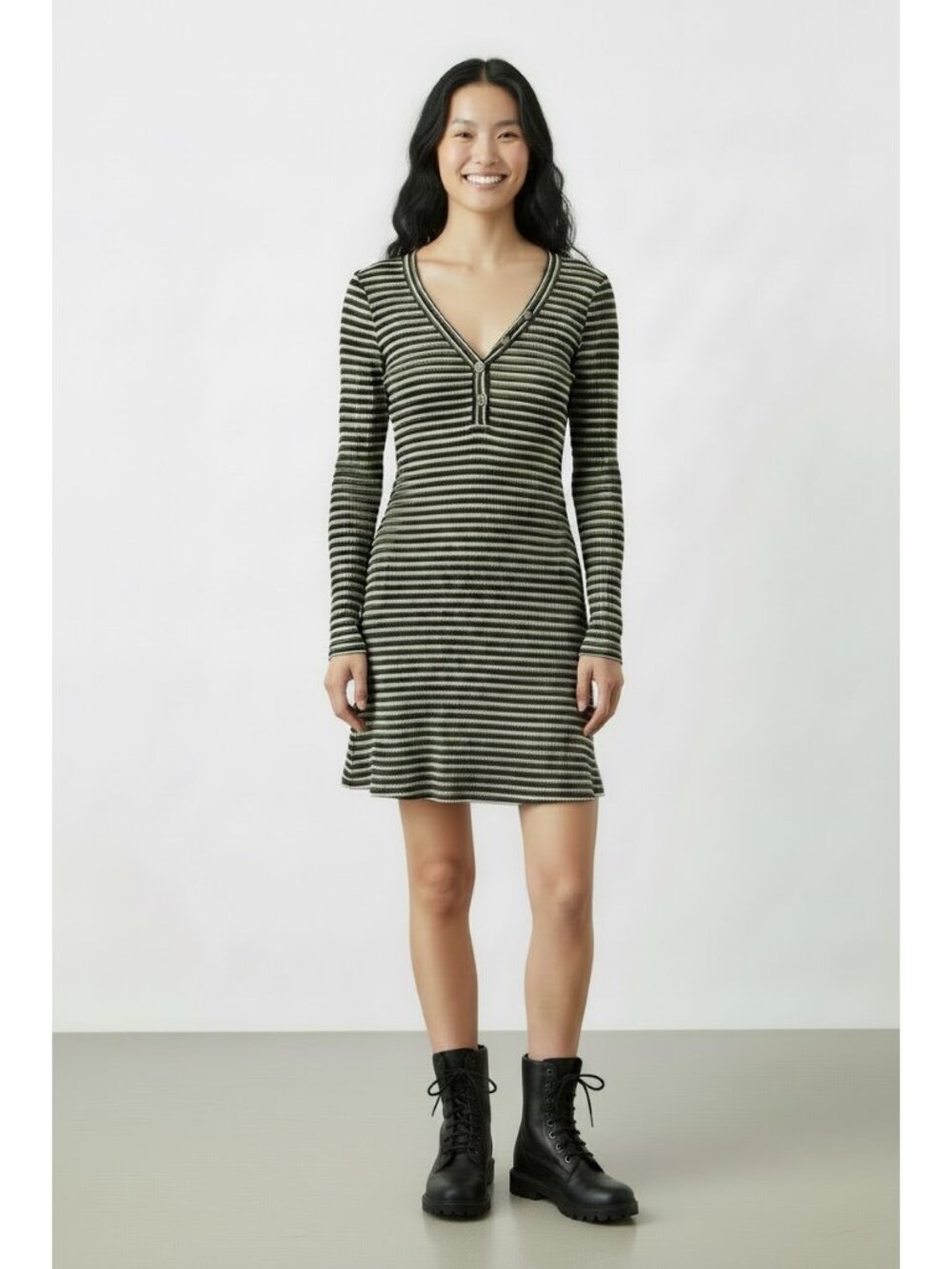 American Eagle Long Sleeve Henley Dress